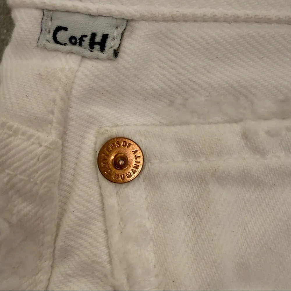 Citizens of Humanity Marlow High Rise White Denim Cutoff Shorts Size 24 NWOT - Picture 7 of 14